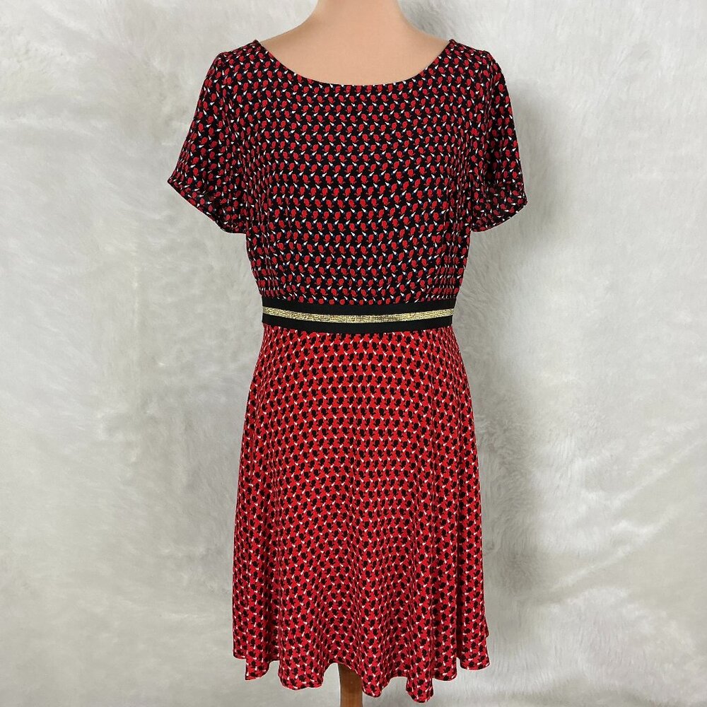 Maeve By Anthropologie Red Black Rabbit Bunny Carrot Print Amici Dress US 10